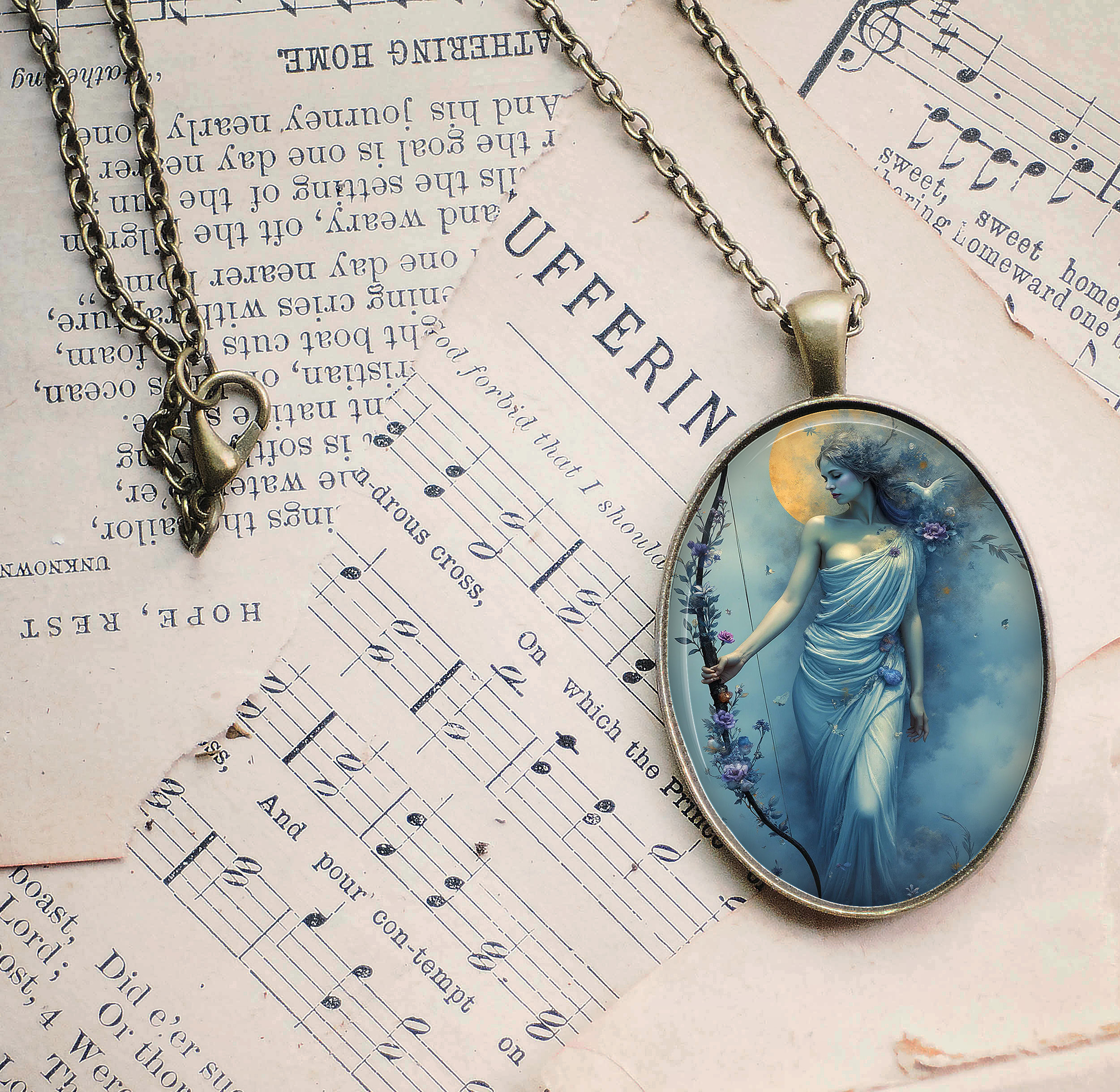 Blue Moon Artemis Handcrafted Glass Pendant