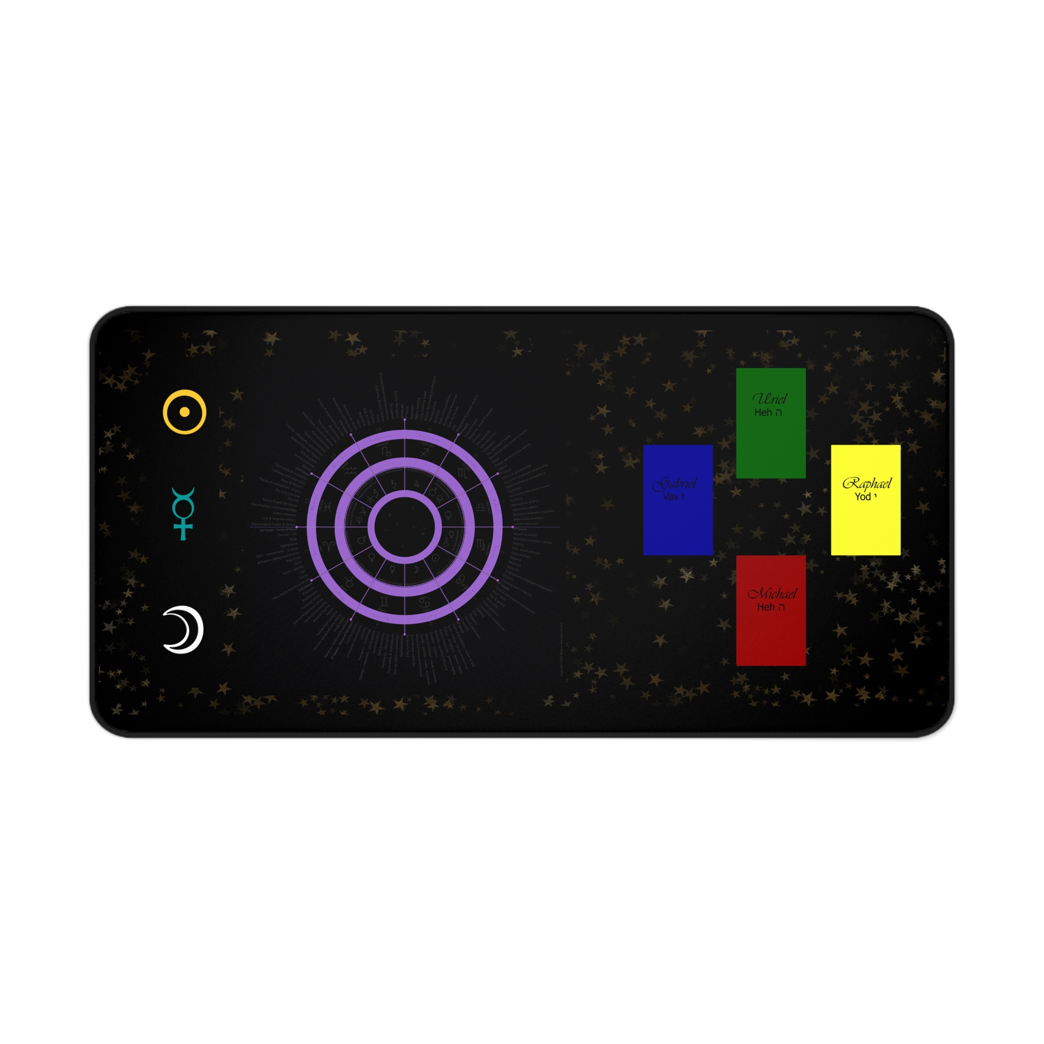 Mystic Tarot Desk Mat — Astrology Symbols & Card Layout Mouse Pad