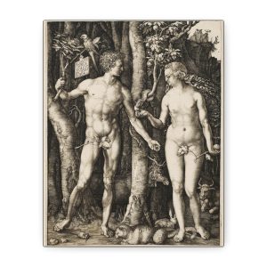 Albrecht Durer Engaving Matte Canvas Print, Adam and Eve Wall Decor, Vintage Framed Artwork, Home Decor