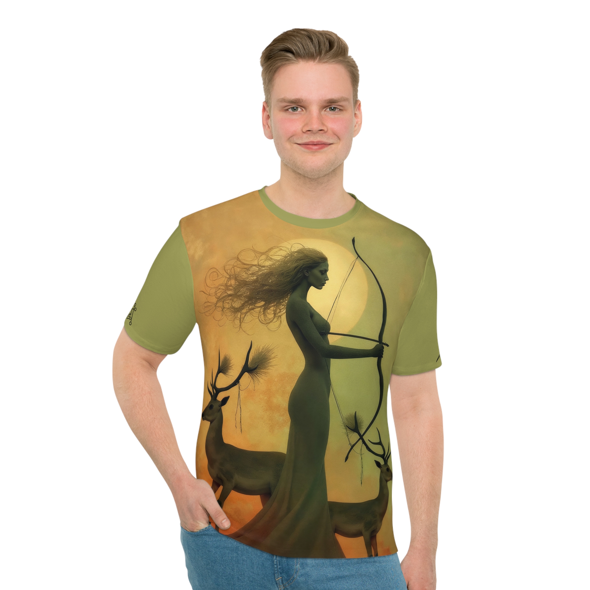 Modern Artemis Moonlight Goddess T-Shirt with Moon Sigils - Image 3