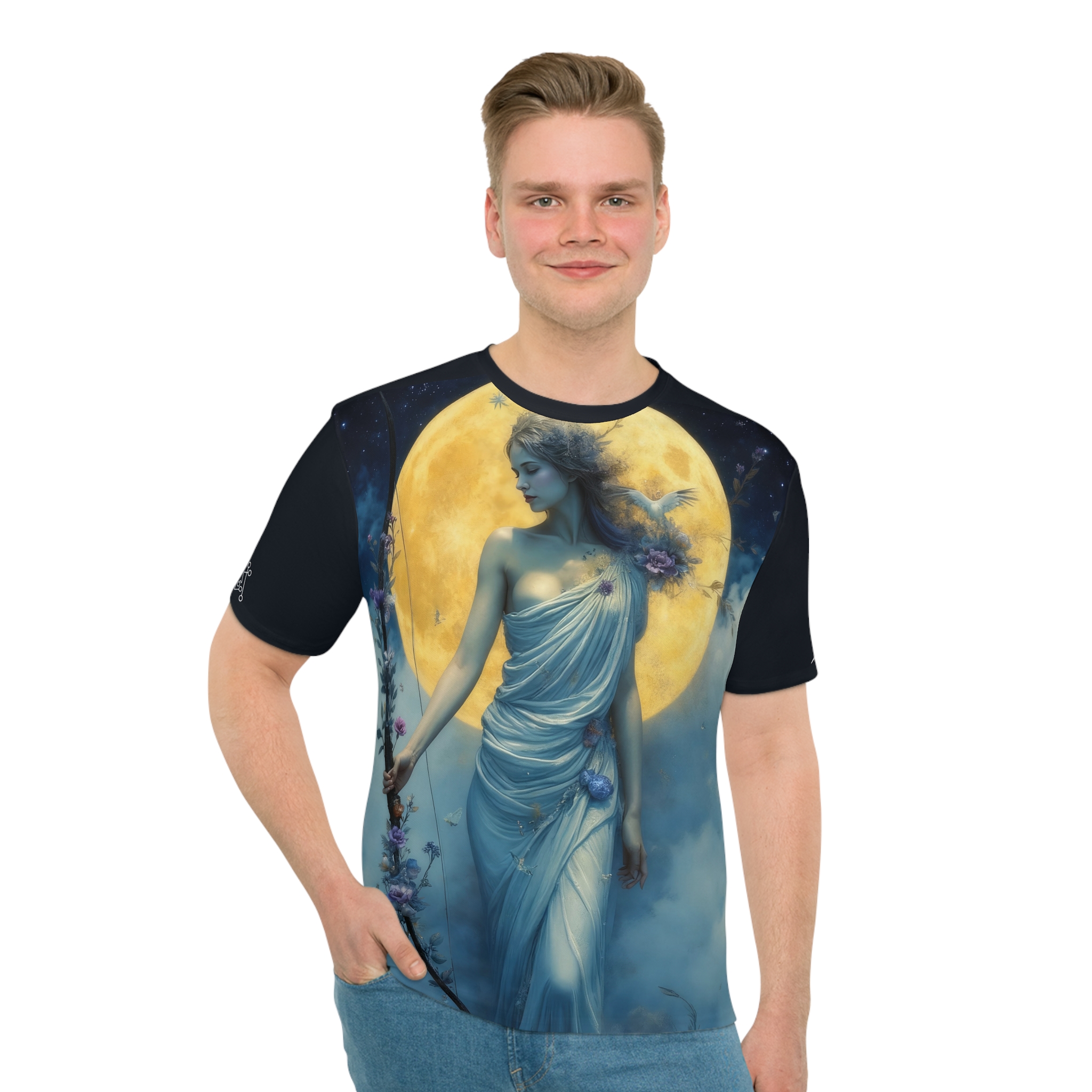 Blue Artemis Moonlight Goddess T-Shirt - Image 3