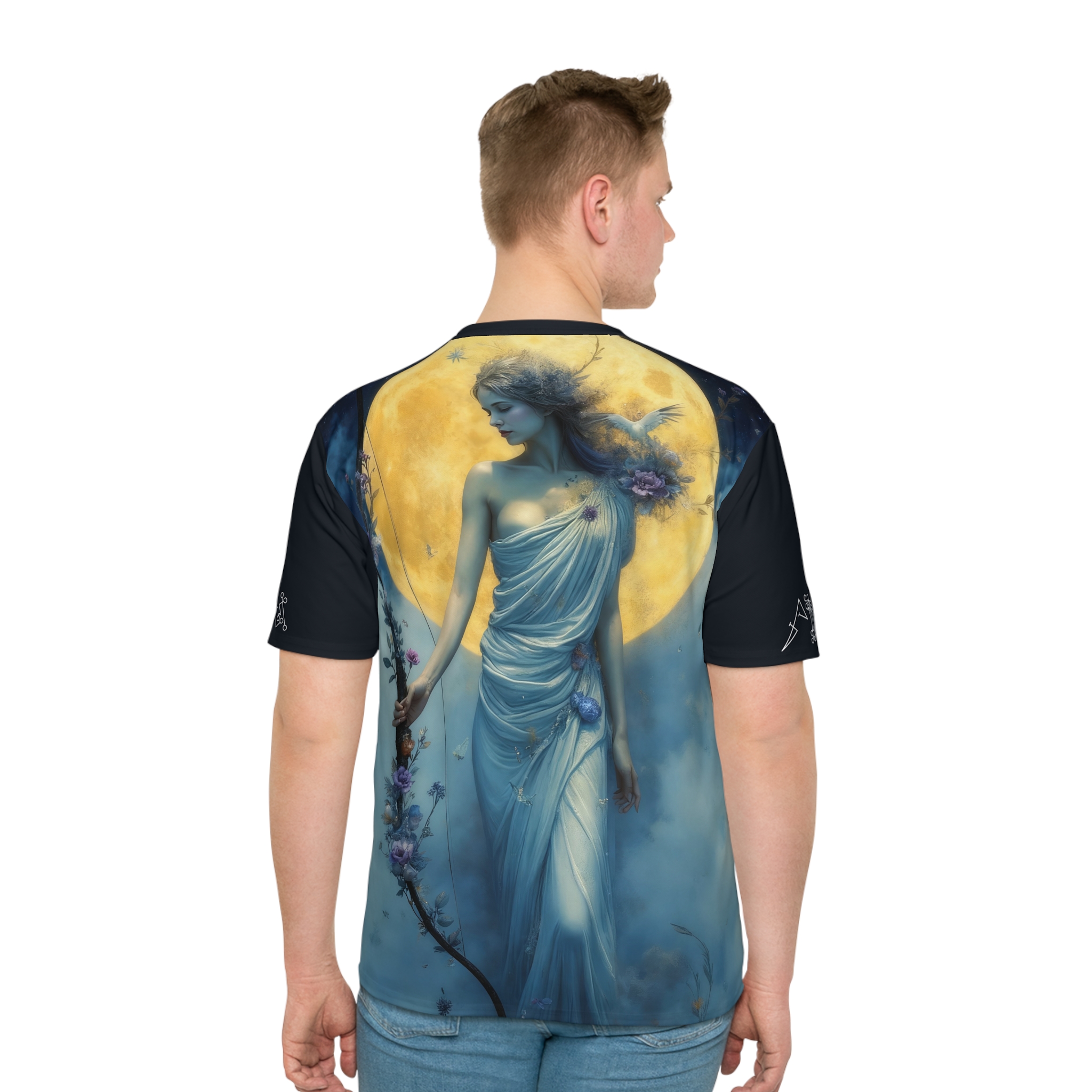 Blue Artemis Moonlight Goddess T-Shirt - Image 4